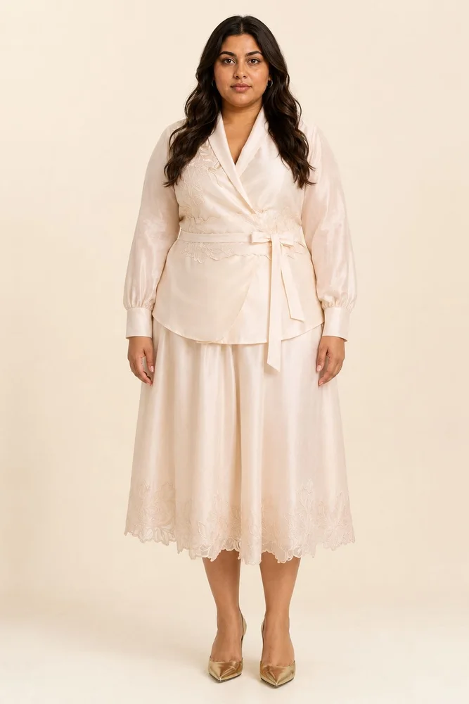 Murphy - Broach Wrap Top & Duchess Skirt