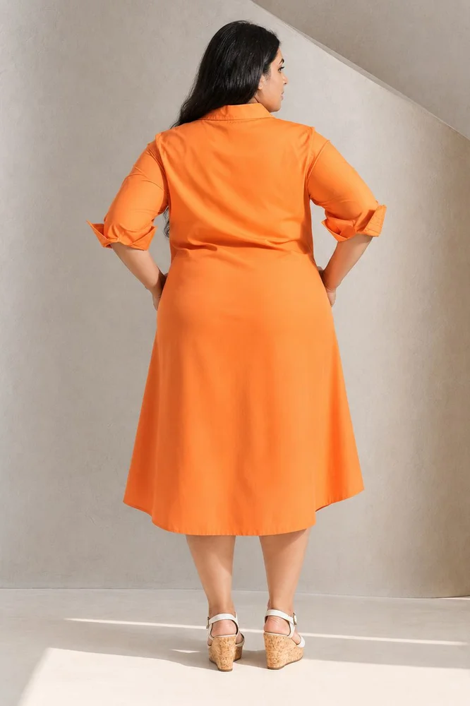 MELODY Orange Shirt Dress 5