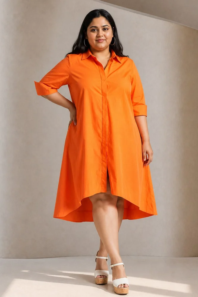 MELODY Orange Shirt Dress 3