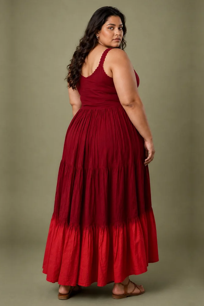 Wine Sleeveless Cotton Voile Maxi Dress 4