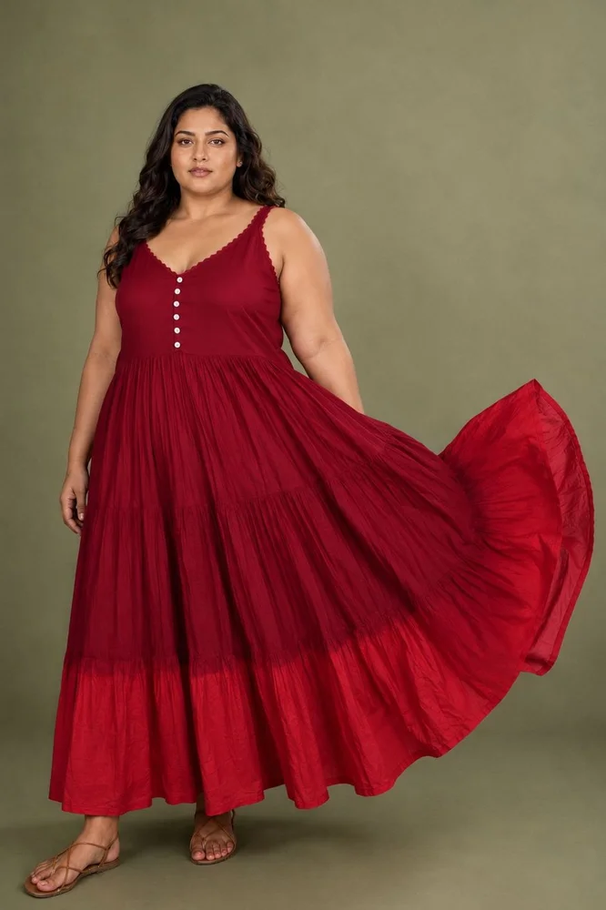 Wine Sleeveless Cotton Voile Maxi Dress 2