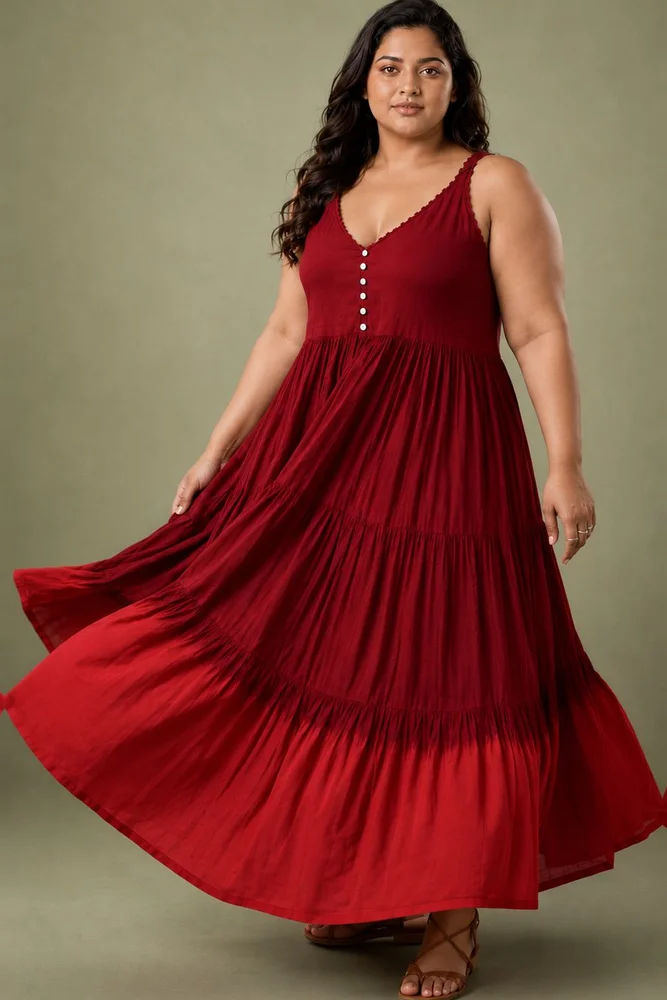 Wine Sleeveless Cotton Voile Maxi Dress 3