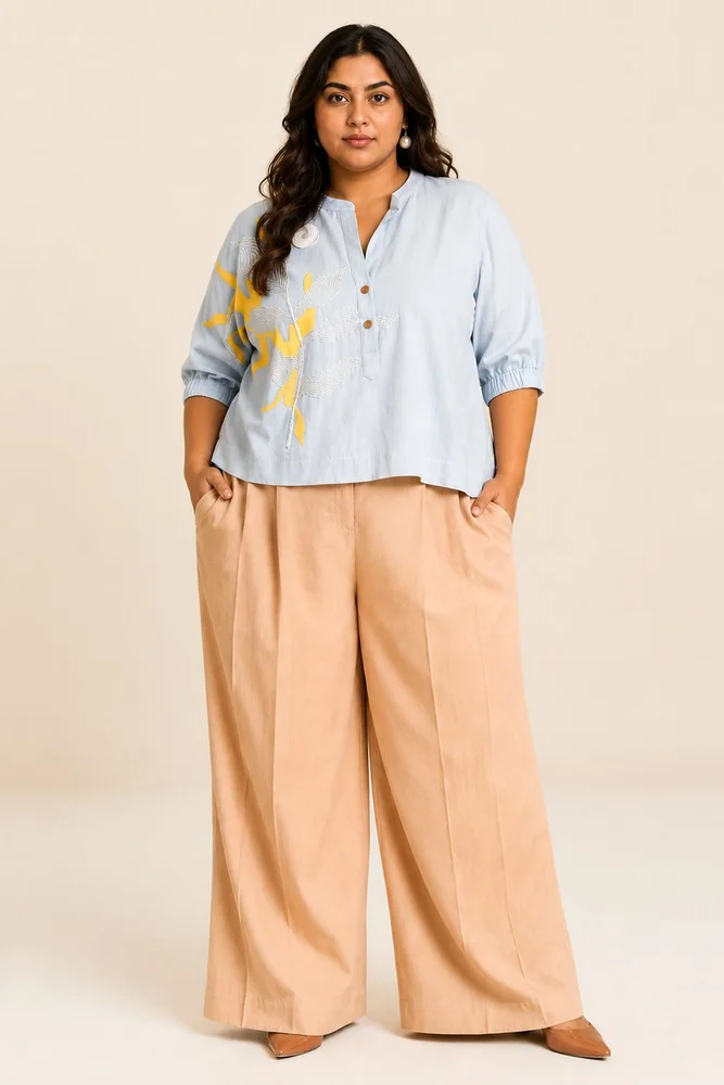 Ice Blue Terra - Full Moon Top + Pleated Long Pants