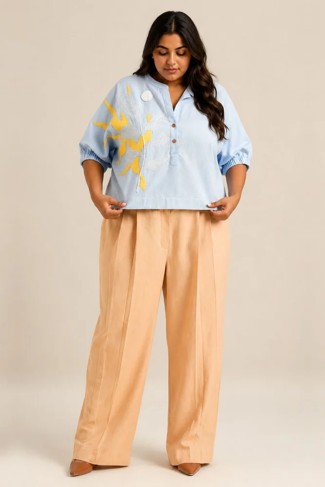 Ice Blue Terra - Full Moon Top + Pleated Long Pants 4