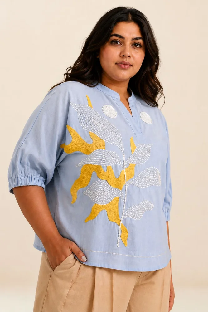 Ice Blue Terra - Full Moon Top + Pleated Long Pants 2