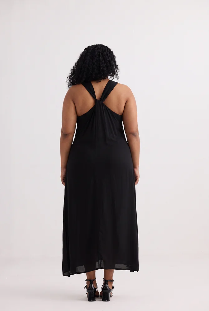 Crossed in Chic Sleeveless Maxi Dress in Black 4