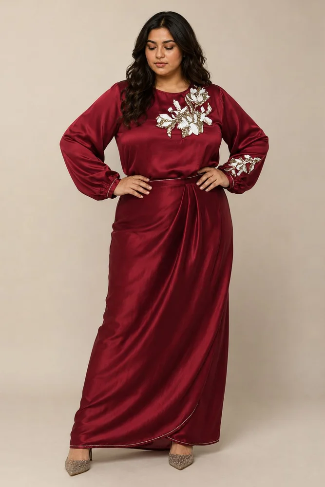Cathy - One Piece Blouson Drape Skirt