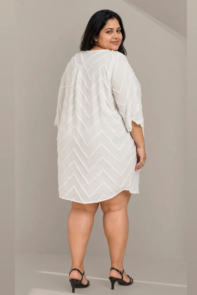 Monaco White Chevron Embroidery Dress 2