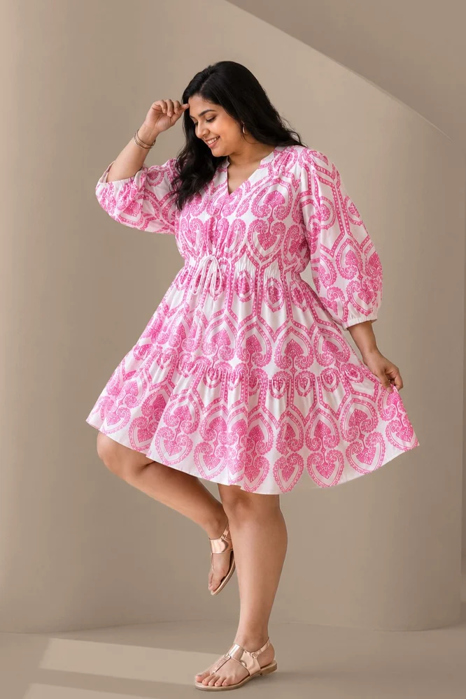 THE BOHO DRESS Pink Pottery Embroidery 2