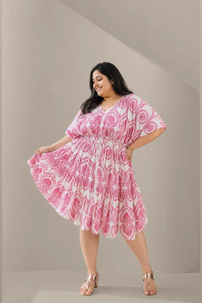THE BOHO DRESS Pink Pottery Embroidery