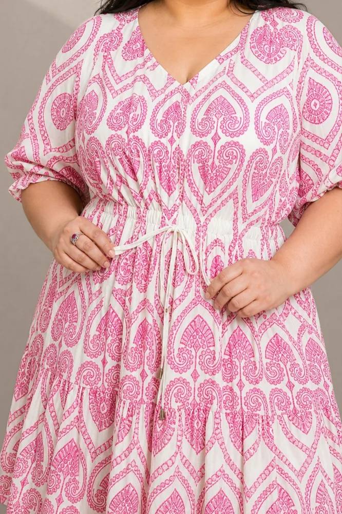 THE BOHO DRESS Pink Pottery Embroidery 4