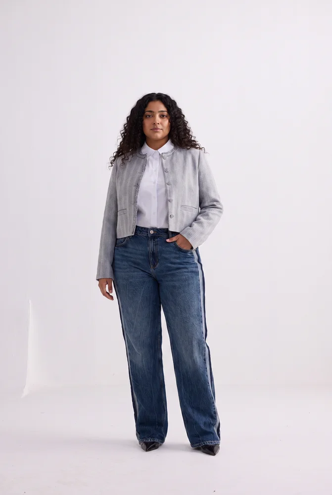 Lady Jacket in Grey Cotton Tweed 5