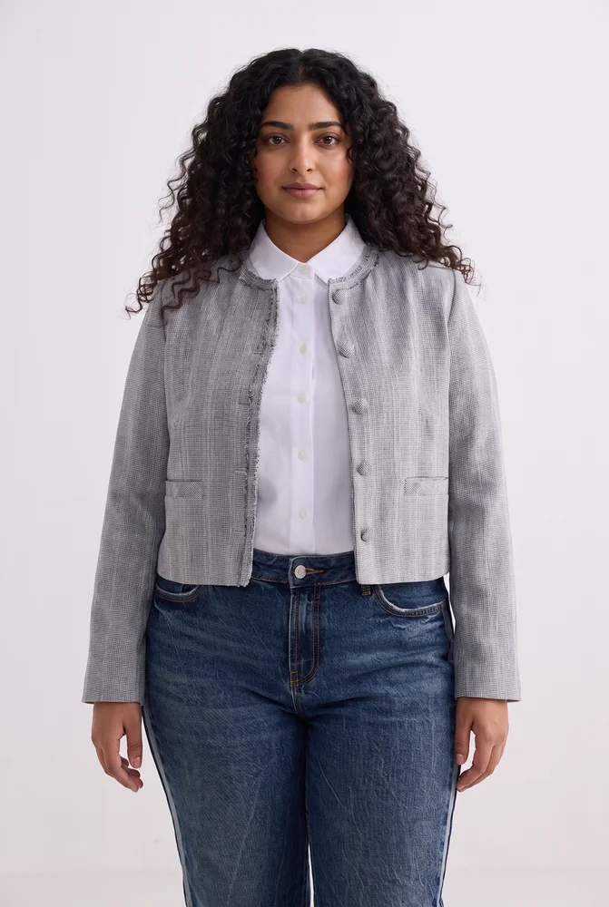 Lady Jacket in Grey Cotton Tweed 4