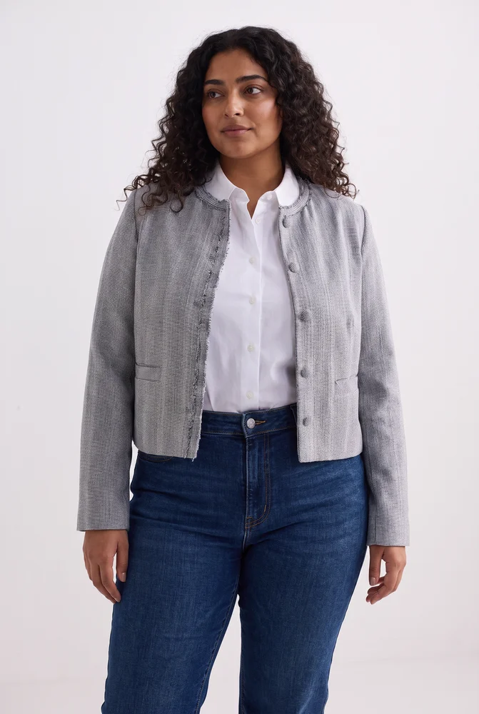 Lady Jacket in Grey Cotton Tweed 3