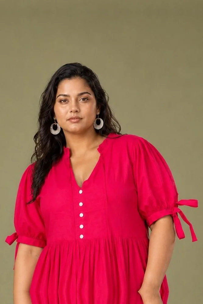 Fuchsia Flared Cotton Voile Maxi Dress 4