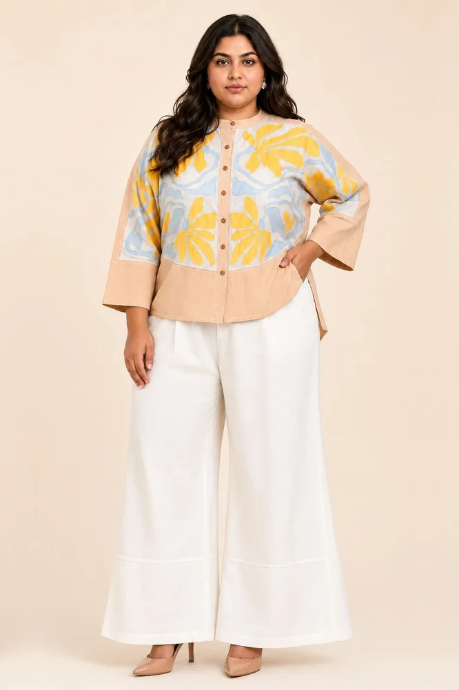 Bask & Pete - Latte Panel Appliqued Top 6