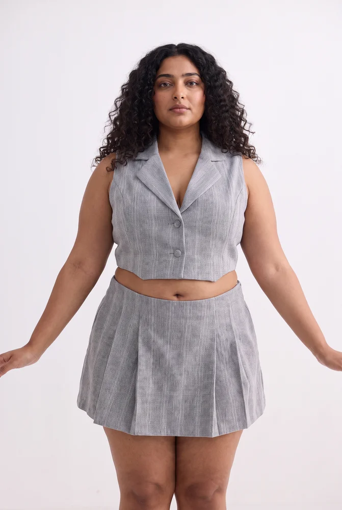 Cotton Tweed Skort in Grey 4