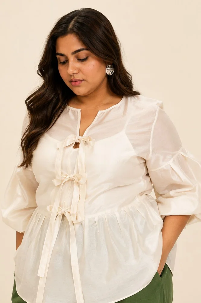 Ivory Toni - Multi Knot Peplum Top with Slip 3