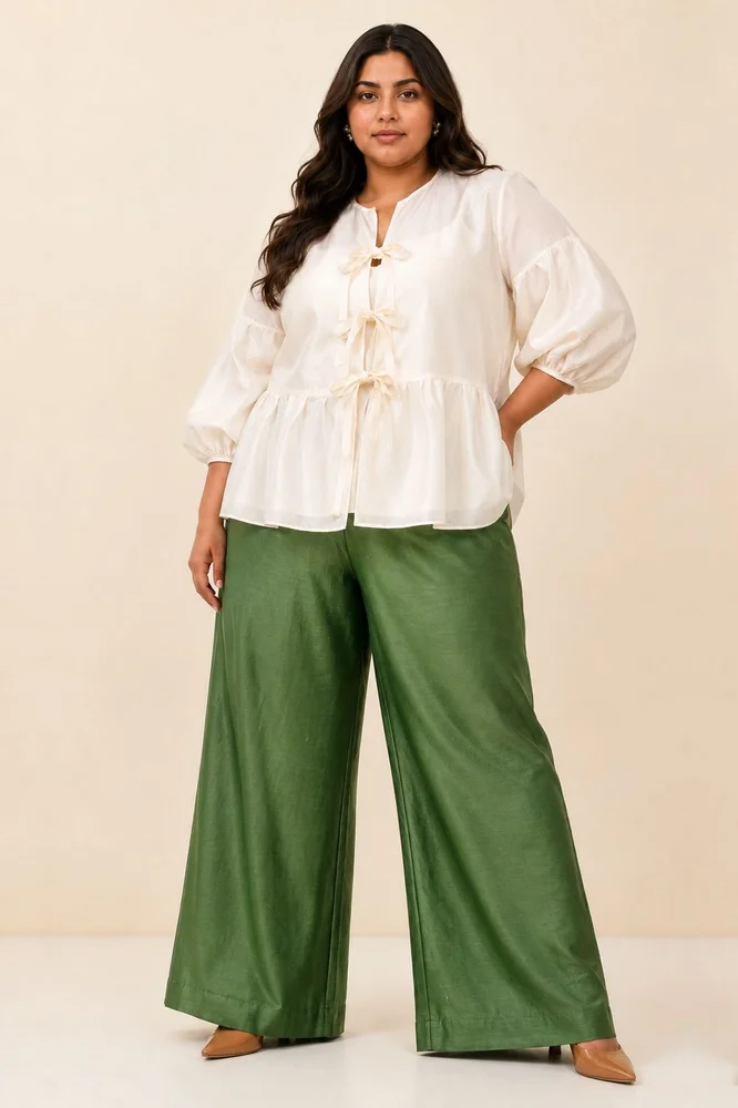 Ivory Toni - Multi Knot Peplum Top with Slip
