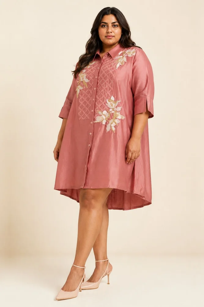 Old Rose Mimi - Framed Shirt Dress