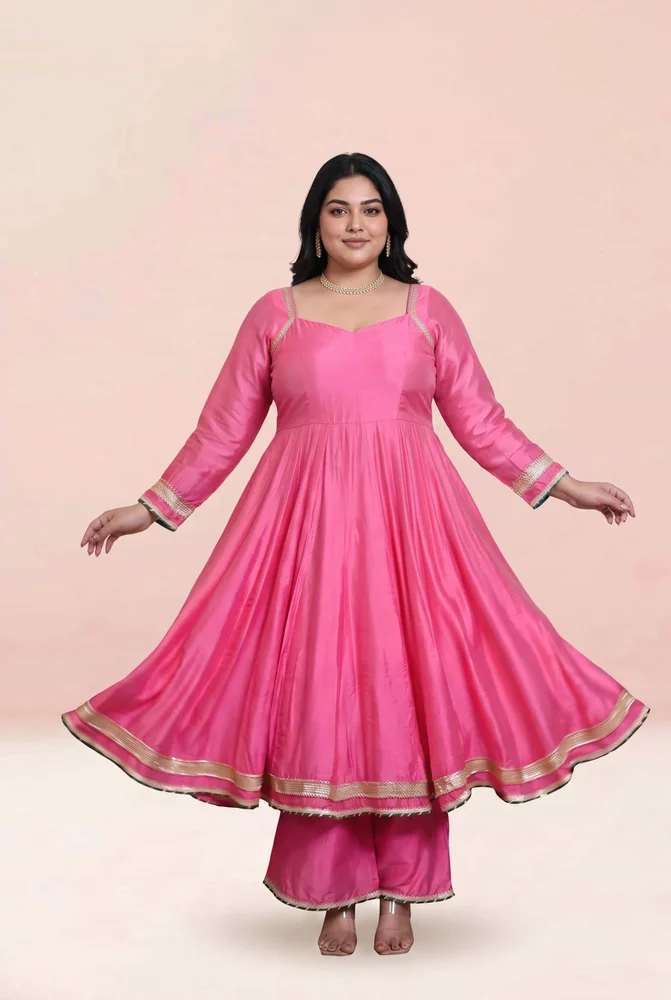 Pranavi Chanderi anarkali set