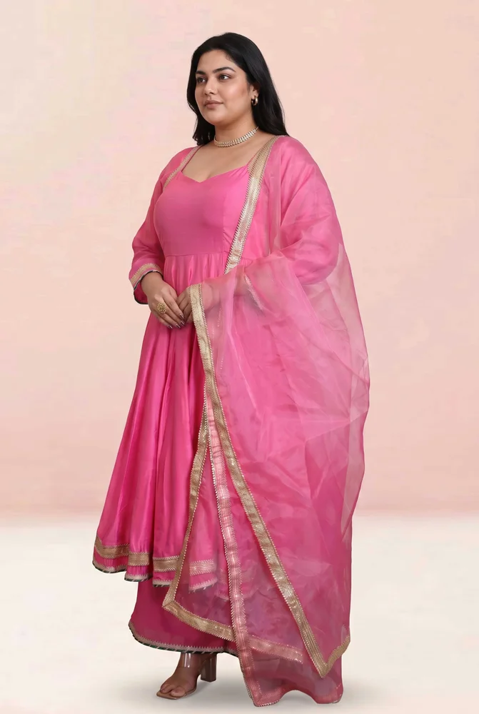 Pranavi Chanderi anarkali set 4