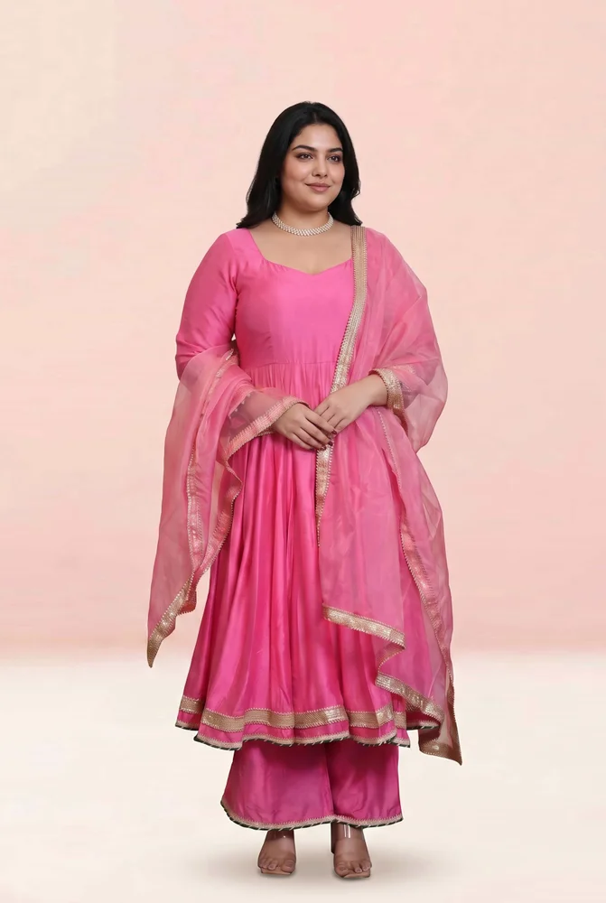 Pranavi Chanderi anarkali set 2