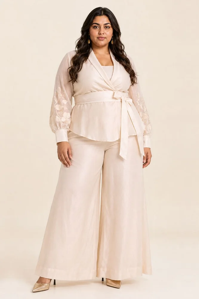 Reva - Blazer Wrap Top & Wide-Leg Pant