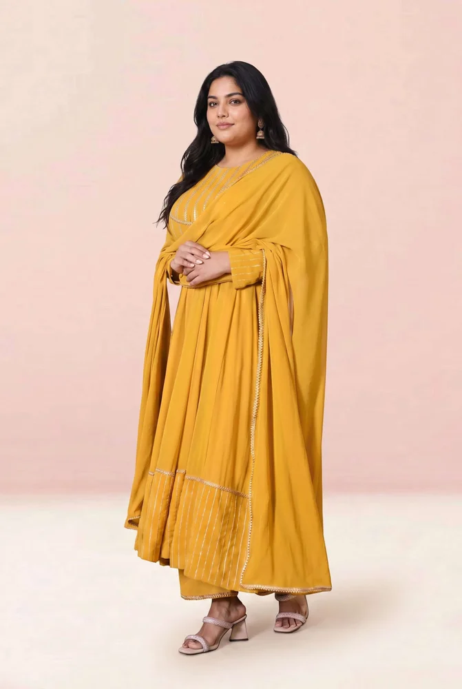 Avya mustard anarkali set 3