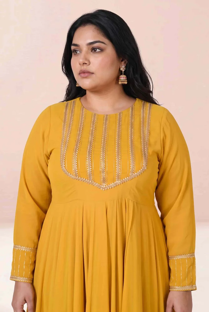 Avya mustard anarkali set 5