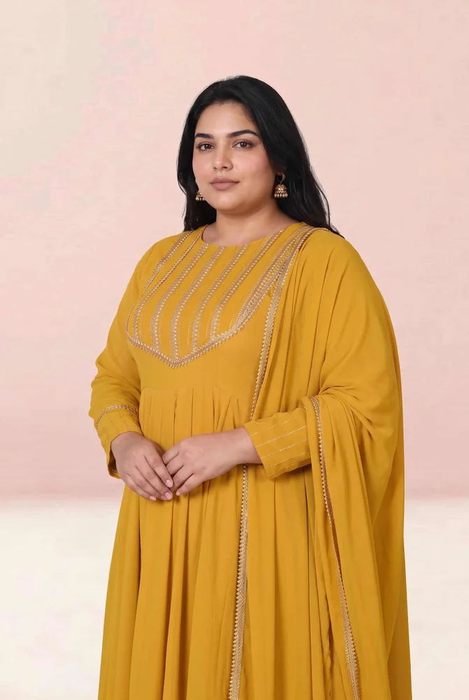 Avya mustard anarkali set 4