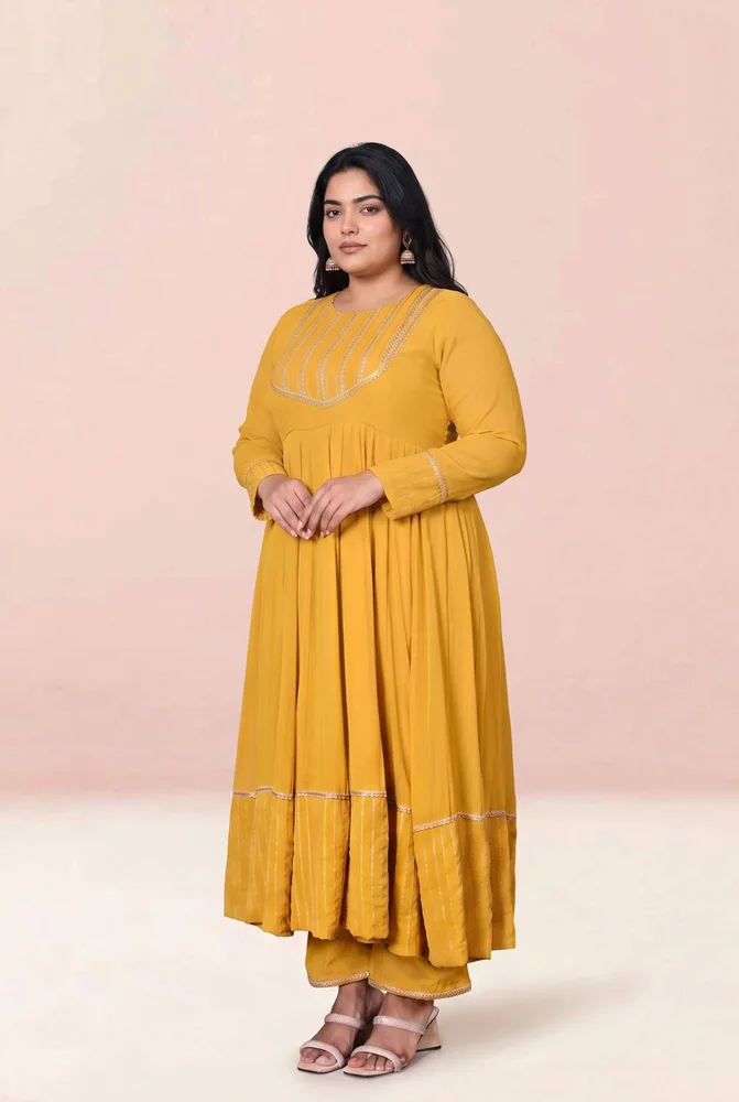 Avya mustard anarkali set