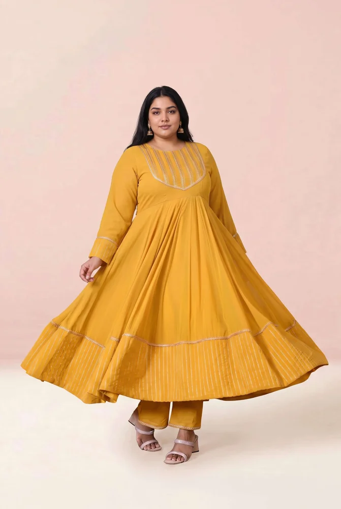 Avya mustard anarkali set 2