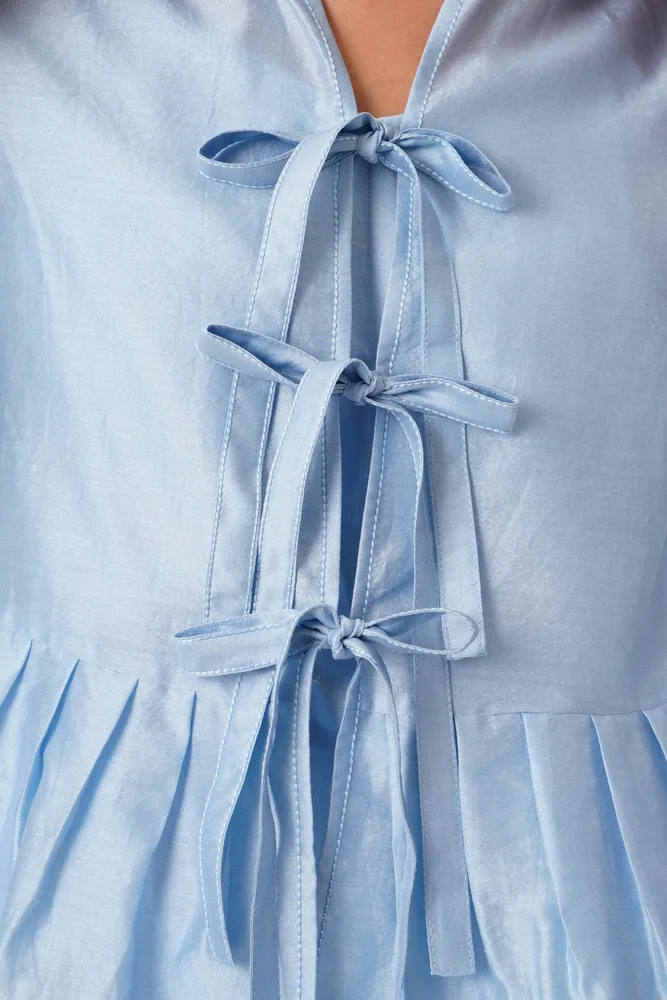 Ice Blue Toni Set - Multi Knot Peplum Top with Slip + Pants 3