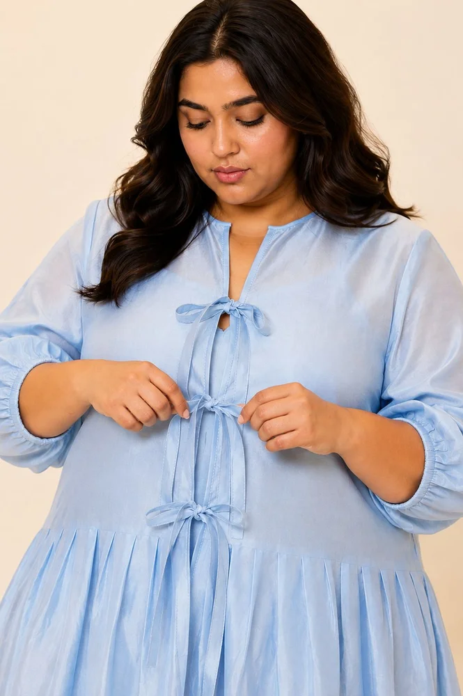 Ice Blue Toni Set - Multi Knot Peplum Top with Slip + Pants 5