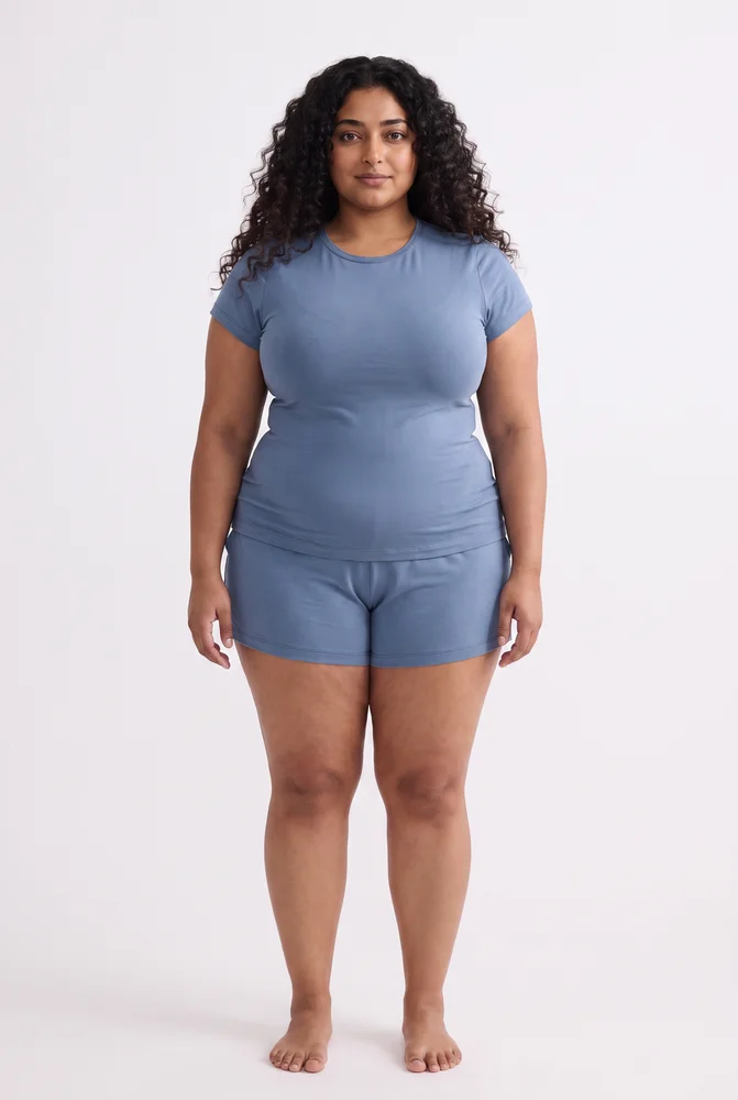 Essential Short Sleeve Tee Set in Blue 7