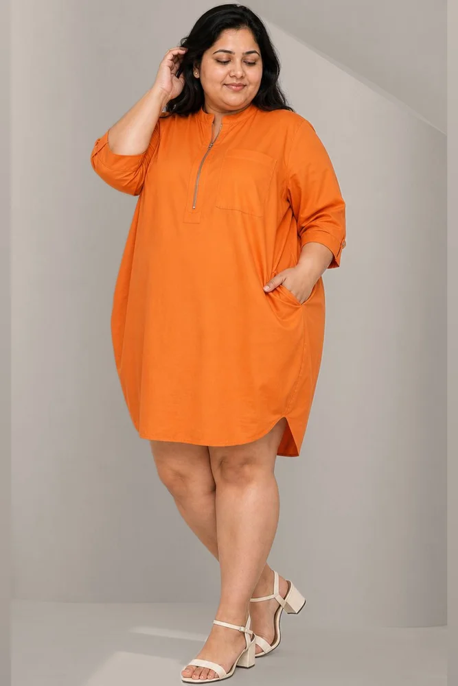 Monaco Orange Shirt Dress 4