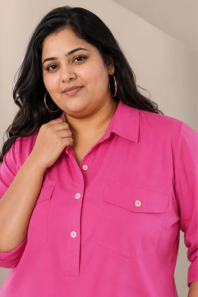 HIBA CO-ORD SET fuchsia with embroidered pants 5