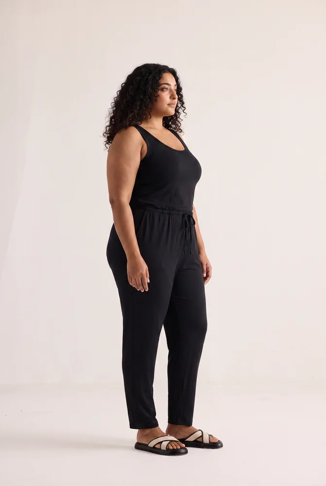 Relaxed Drawstring Jumpsuit in Black 2