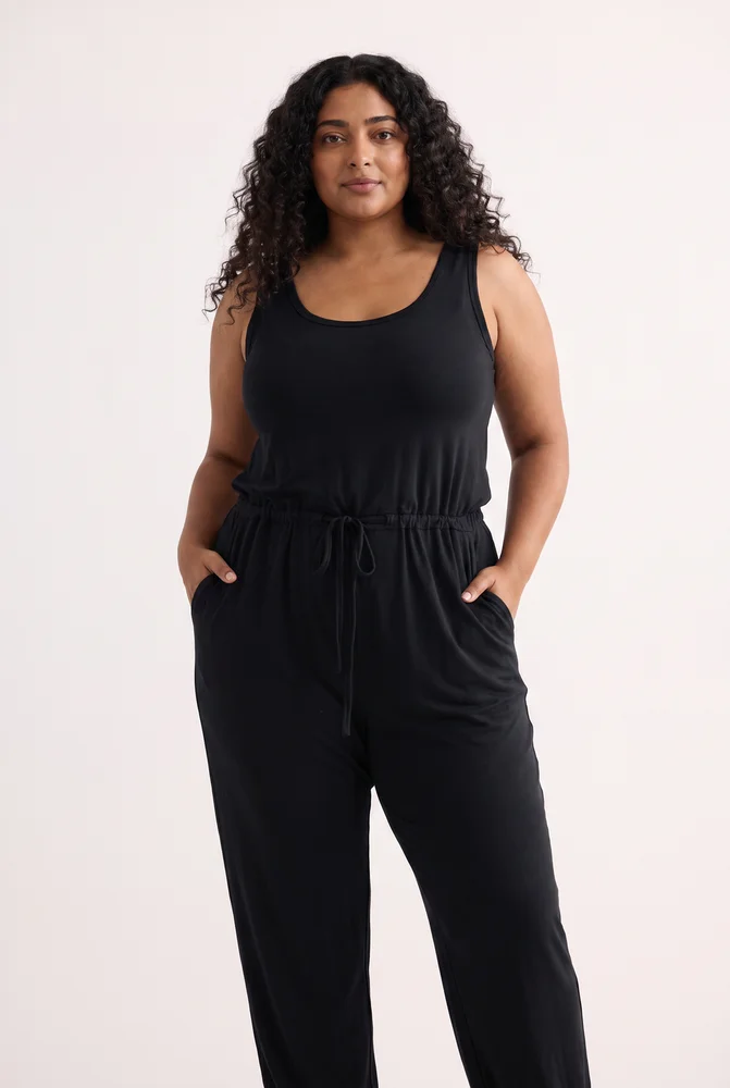 Relaxed Drawstring Jumpsuit in Black 7
