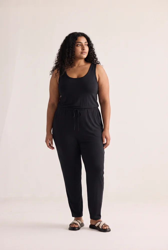 Relaxed Drawstring Jumpsuit in Black 5