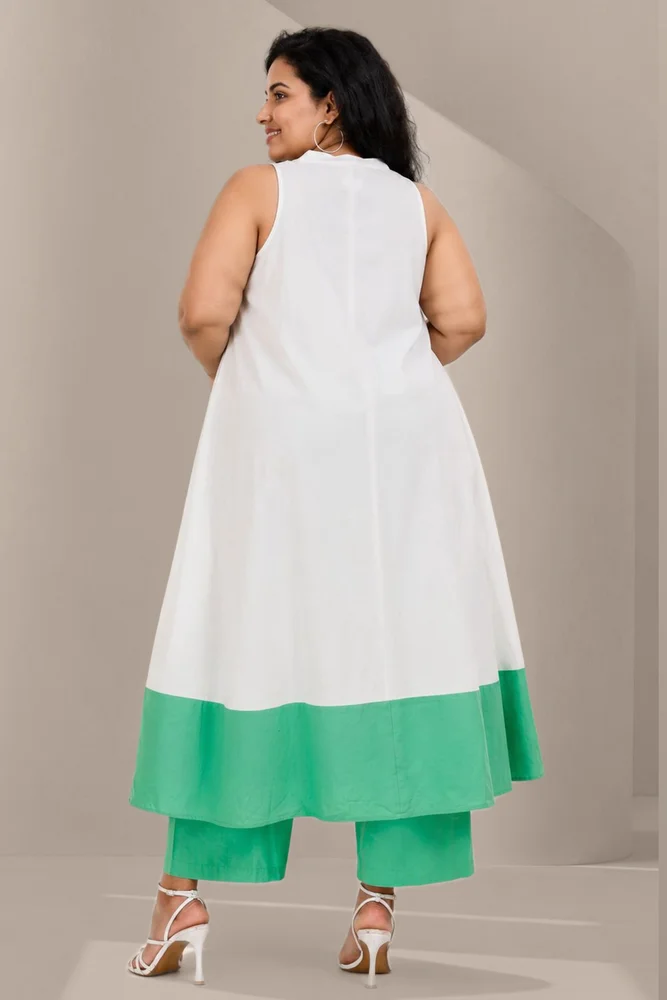 Kochi Co-Ord Set (Green & White) 4