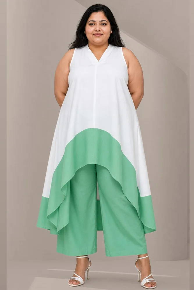 Kochi Co-Ord Set (Green & White)