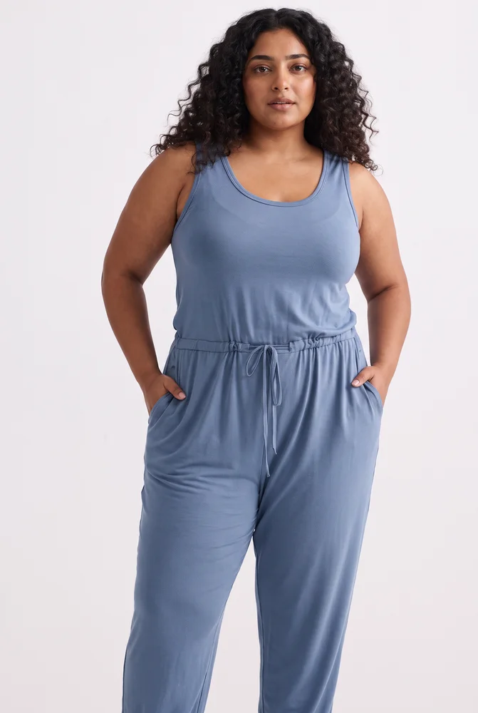 Relaxed Drawstring Jumpsuit in Blue 2