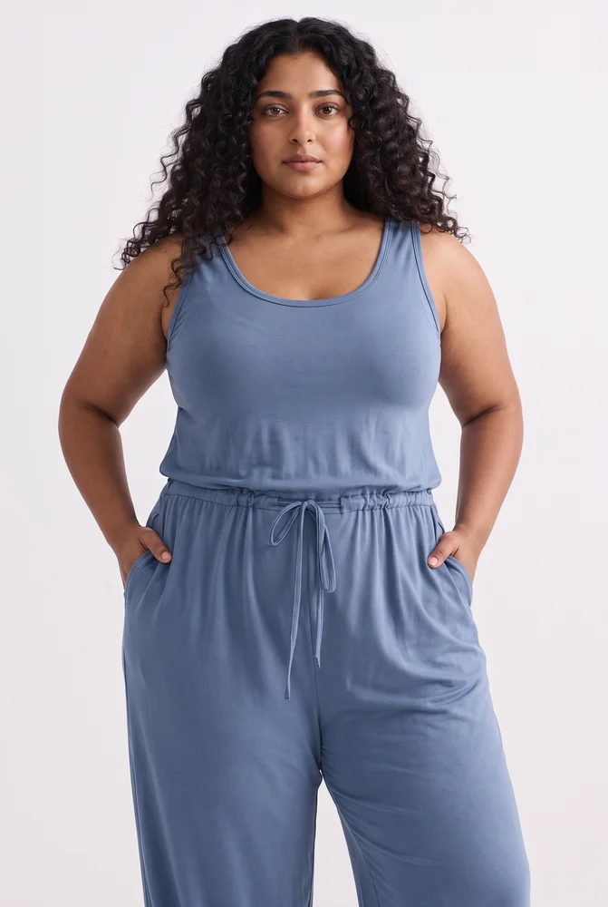 Relaxed Drawstring Jumpsuit in Blue 6