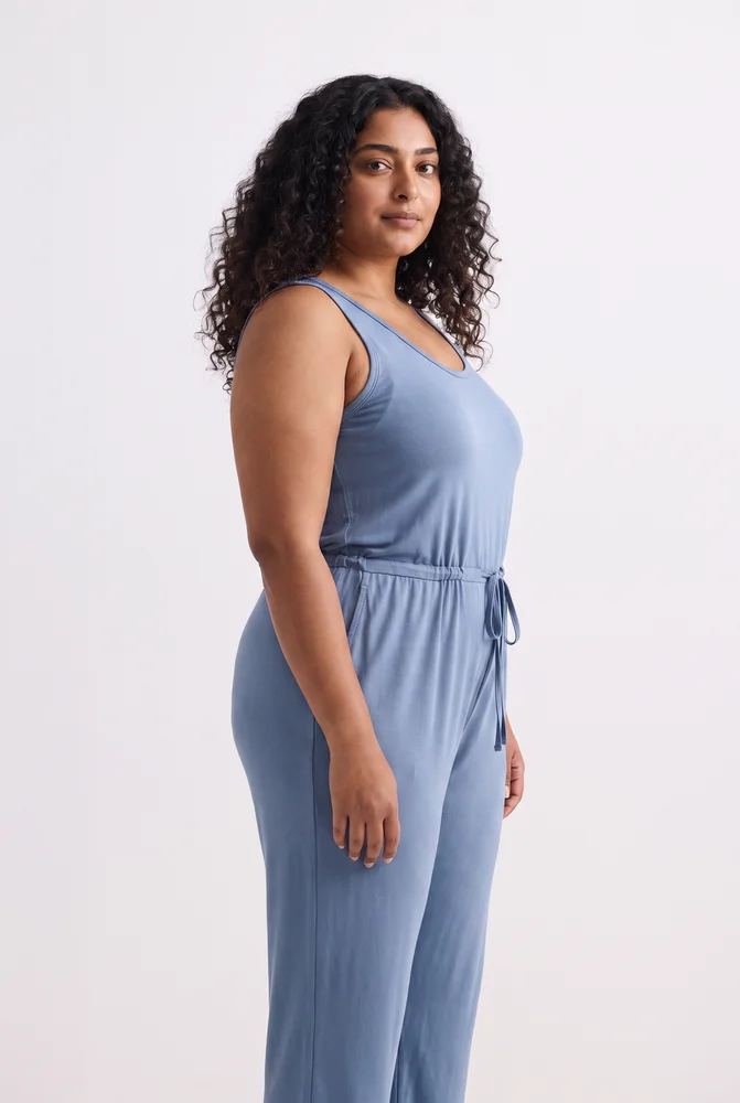 Relaxed Drawstring Jumpsuit in Blue 3