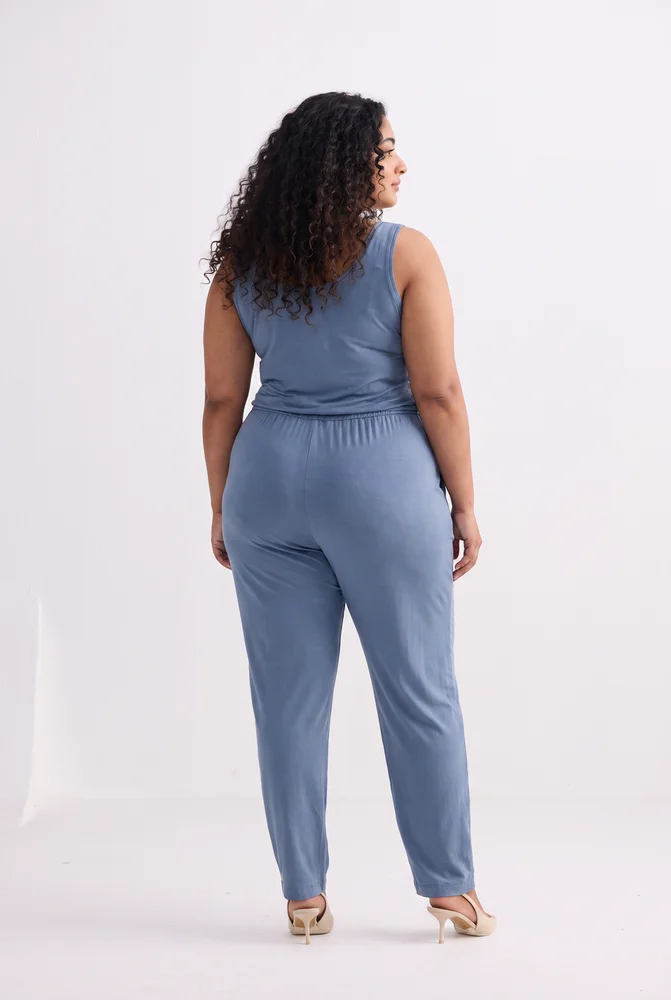 Relaxed Drawstring Jumpsuit in Blue 4