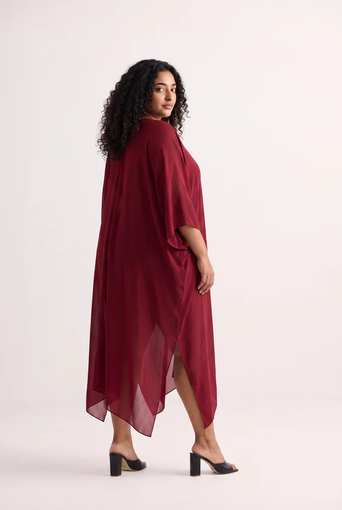 Front Twist Kaftan Dress in Burgundy 4