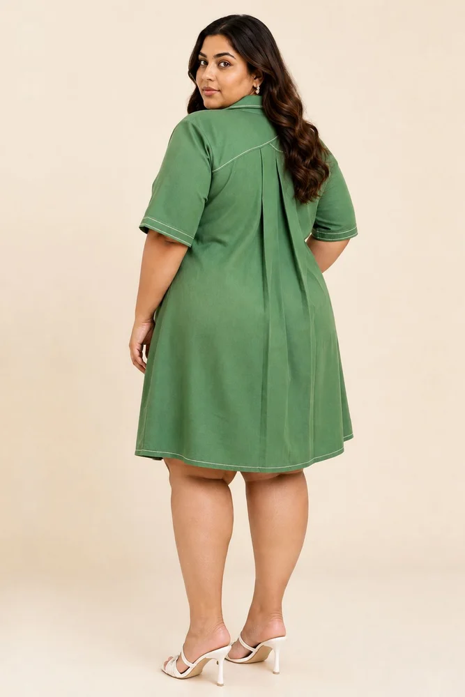 Pine Green Taiwo - Embroidered Shirt Dress 4