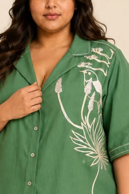 Pine Green Taiwo - Embroidered Shirt Dress 3